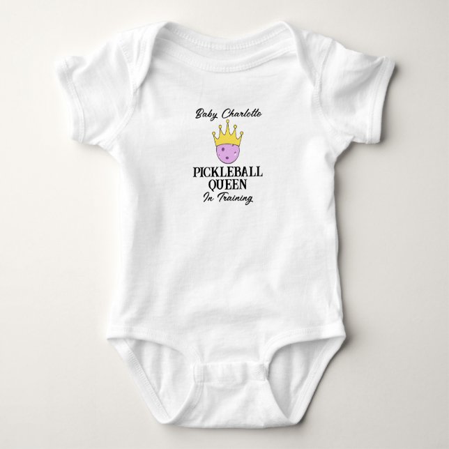Body Para Bebê Rainha de Pickleball na Lavanda de Treinamento Per (Frente)