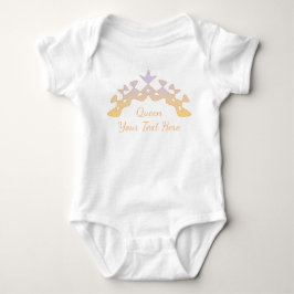 Body Para Bebê Rainha Perpétua Coroa Amarelo Roxo Personalizável