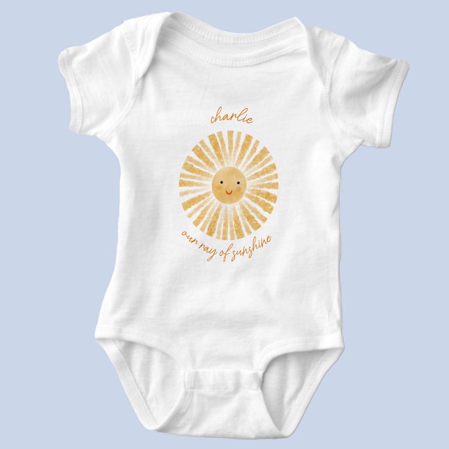 Body Para Bebê Raio de Sol Aquarela Personalizada (Little ray of sunshine personalized new baby bodysuit)