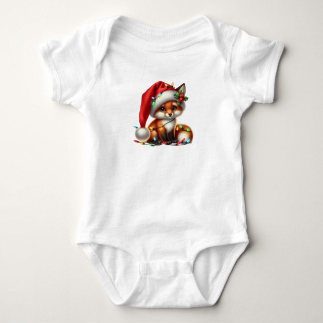 Body Para Bebê Rapariga de Natal Bonita (Frente)