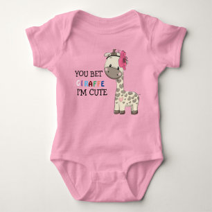 Body Para Bebê Rapariga Rosa Personalizada Girafa Bebê Roupa