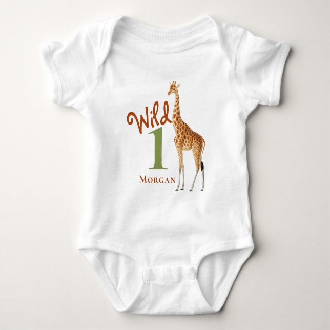 Body Para Bebê Rapariga Selvagem Primeiro Aniversário Sexo Neutro (Frente)