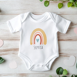 Body Para Bebê Raparigas Cute Boho Watercolor Arco-íris e Coração