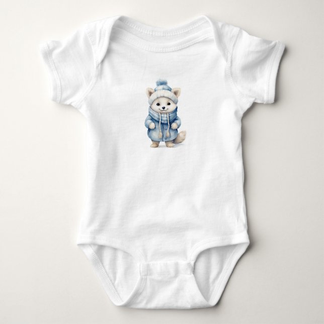 Body Para Bebê Raposa Árctica Elegante (Frente)