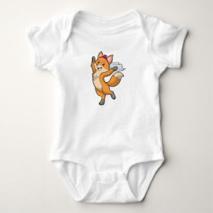 Body Para Bebê Raposa como Noiva com Véu & Coração