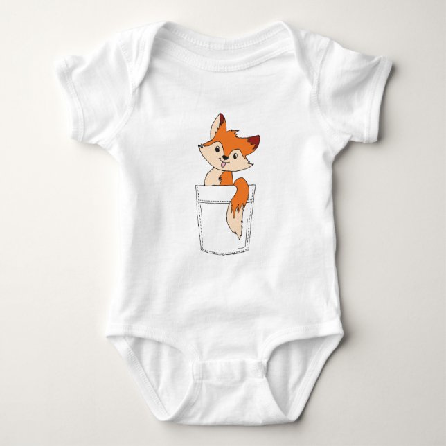 Body Para Bebê Raposa de desenho em forma de escada de raposa em  (Frente)