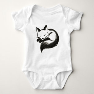 Body Para Bebê Raposa dormente - Design animal de giz minimalista