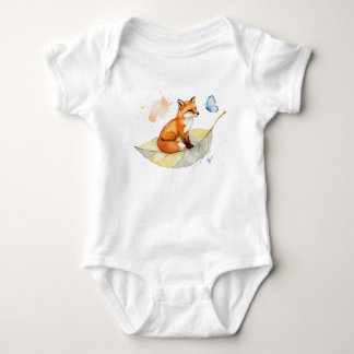 Body Para Bebê Raposa e uma borboleta
