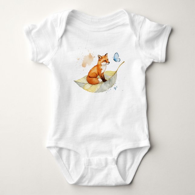 Body Para Bebê Raposa e uma borboleta (Frente)