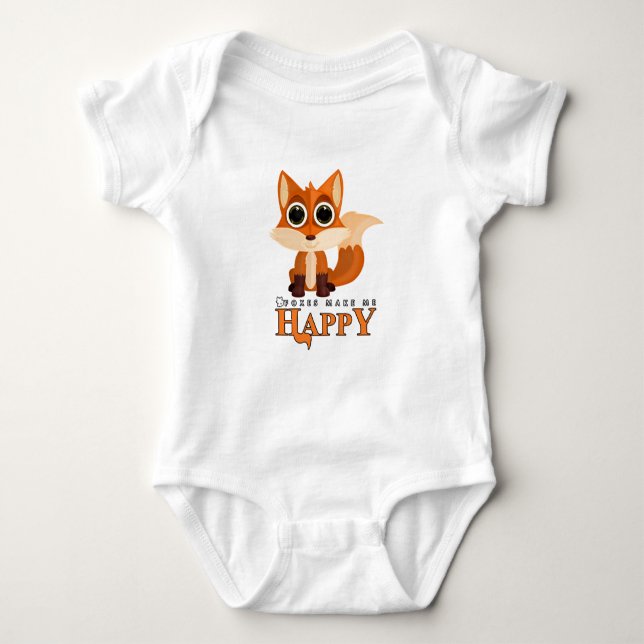 Body Para Bebê Raposa Me Faz Feliz (Frente)