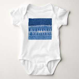 Body Para Bebê Rasgada: Quadro de Jeans Azuis Duplos