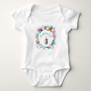 Body Para Bebê Rato bonito Vestindo um chapéu de festa