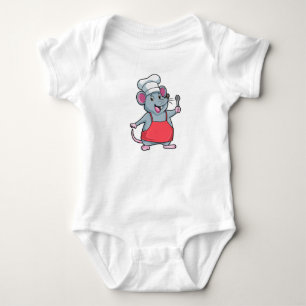 Body Para Bebê Rato como cozinheiro com placa de Cozinhar e colhe