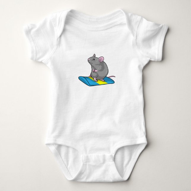 Body Para Bebê Rato como Snowboarder com Snowboard (Frente)