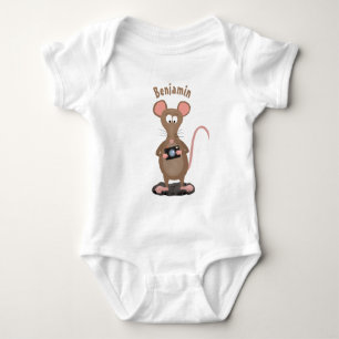 Body Para Bebê Rato engraçado com ilustração de desenho animado c