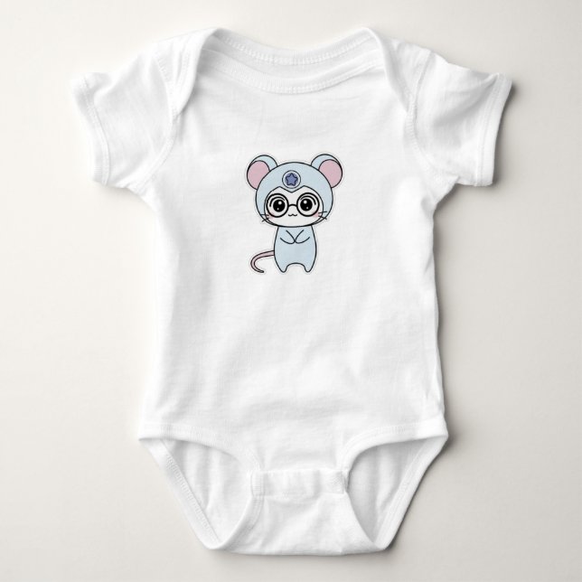 Body Para Bebê Rato pequeno fofo e adorável (Frente)