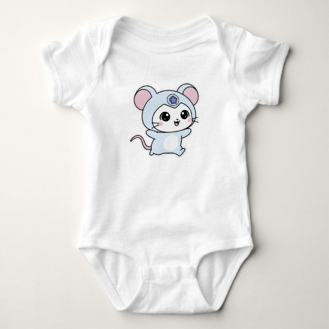 Body Para Bebê Rato pequeno fofo e adorável (Frente)
