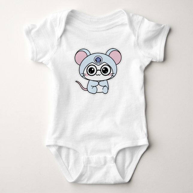 Body Para Bebê Rato pequeno fofo e adorável (Frente)