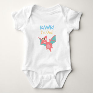 Body Para Bebê Rawr, eu sou Um, Dinossauro Rosa Fofo para Bebês
