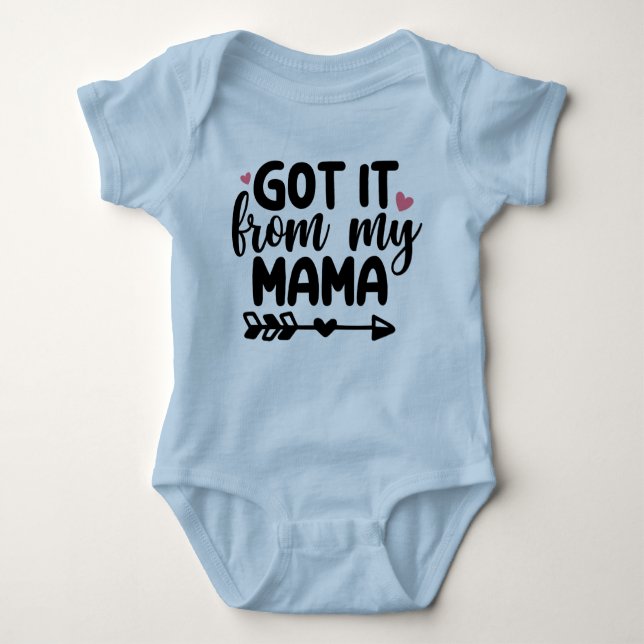Body Para Bebê Recebi da minha Mamãe Azul Baby Bodysuit (Frente)