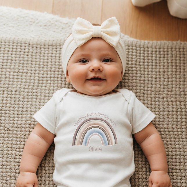 Body Para Bebê Recém-Nascido Personalizado Cristão Arco-Íris Boho (Criador carregado)