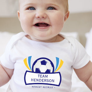 Body Para Bebê Recruta Mais Novo Azul Futebol Personalizado