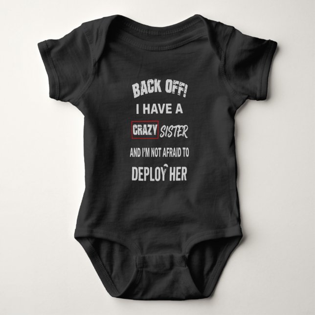 Body Para Bebê Recuar Eu Tenho Um Aviso De Irmã Louca (Frente)