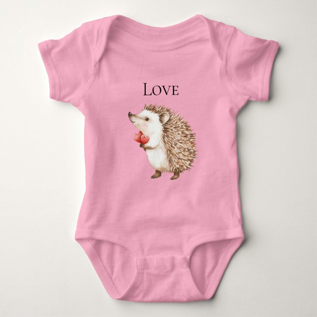 Body Para Bebê Red Hearts Hedgehog (Frente)