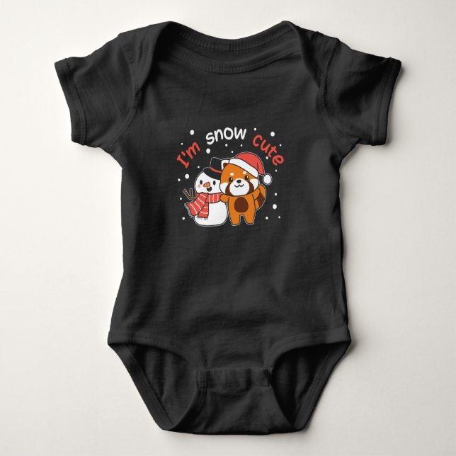 Body Para Bebê Red Panda, sou Snow Cute Snowman Snow Pun (Frente)