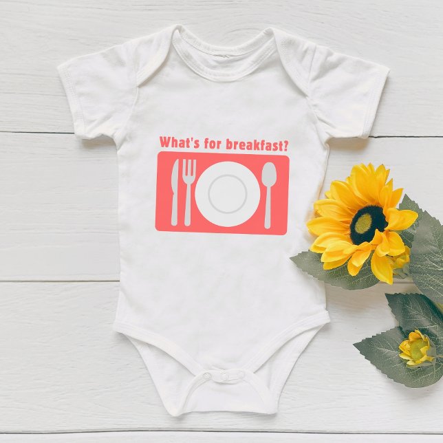 Body Para Bebê Red Placemat O que é para o café da manhã (Criador carregado)