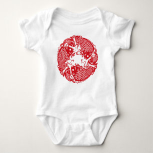 Body Para Bebê Red Whirling Koi Carp Fish Group Baby Bodydress