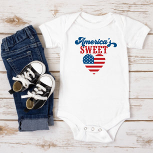 Body Para Bebê Red White Blue Heart America's Sweetheart Bodydres