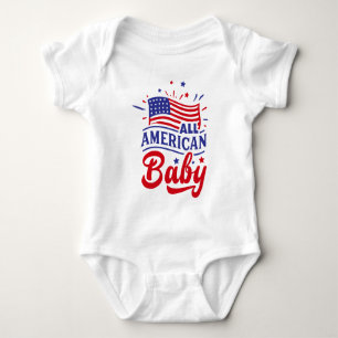 Body Para Bebê Red White e Blue Flag American Baby Bodface