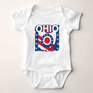Body Para Bebê Red White e Blue Patriotic Grunge Ohio