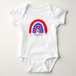 Body Para Bebê Red White e Blue Personalized Rainbow 4 de julho