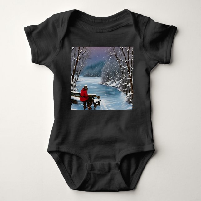 Body Para Bebê "Reflexões De Inverno Cozy" (Frente)