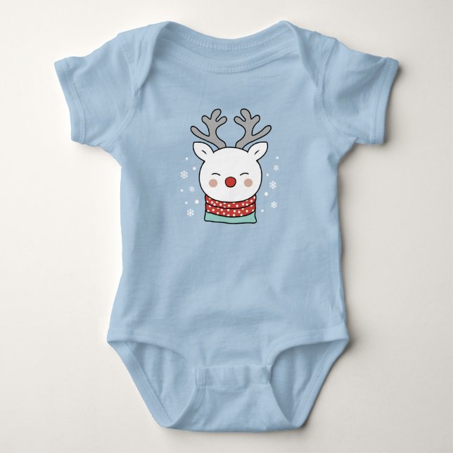 Body Para Bebê Reindeer de Natal (Frente)