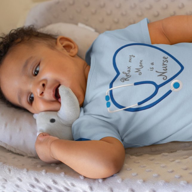 Body Para Bebê Relaxe Minha Mãe É Uma Enfermeira Coração Estetosc (Criador carregado)