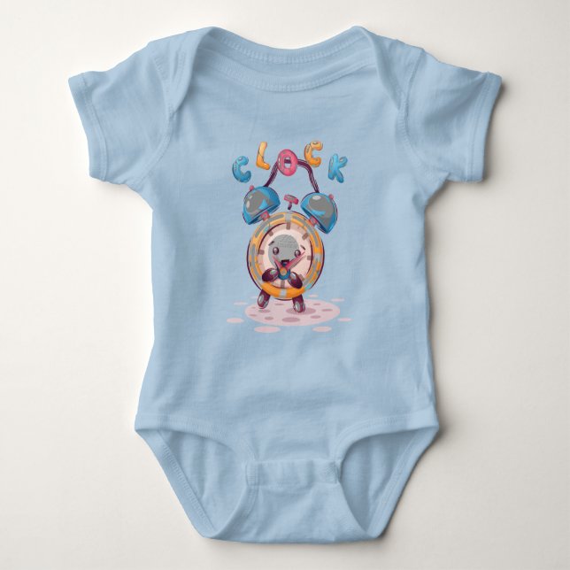Body Para Bebê Relógio de Cartoons | Bebê-macarrão (Frente)