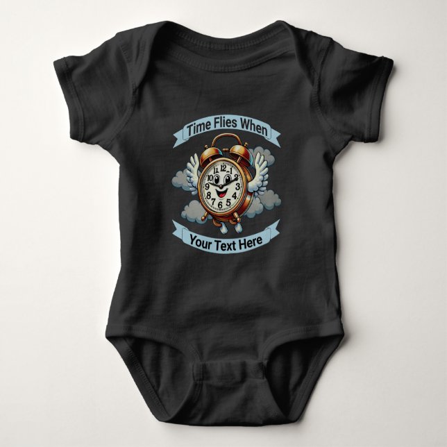 Body Para Bebê Relógio de Voo Personalizável "Quando" (Frente)