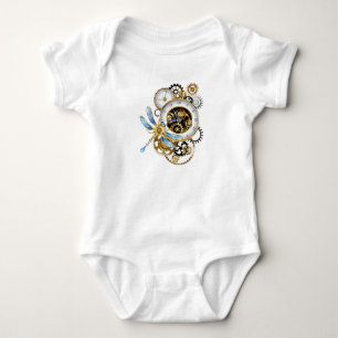 Body Para Bebê Relógio Steampunk com Dragonfly Mecânica