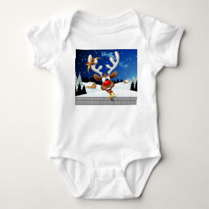 Body Para Bebê Rena divertida espiando Meme de Natal