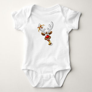 Body Para Bebê Rena Fofa Espiando Meme de Natal