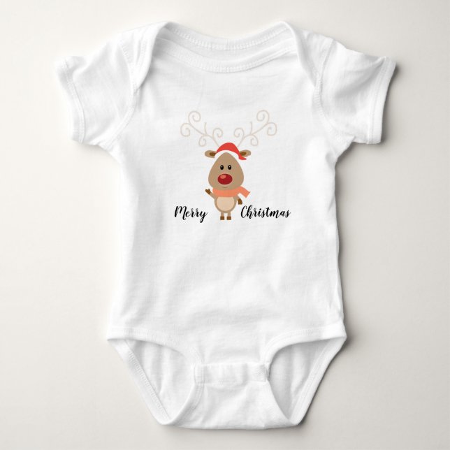 Body Para Bebê Renas de Natal Feliz (Frente)