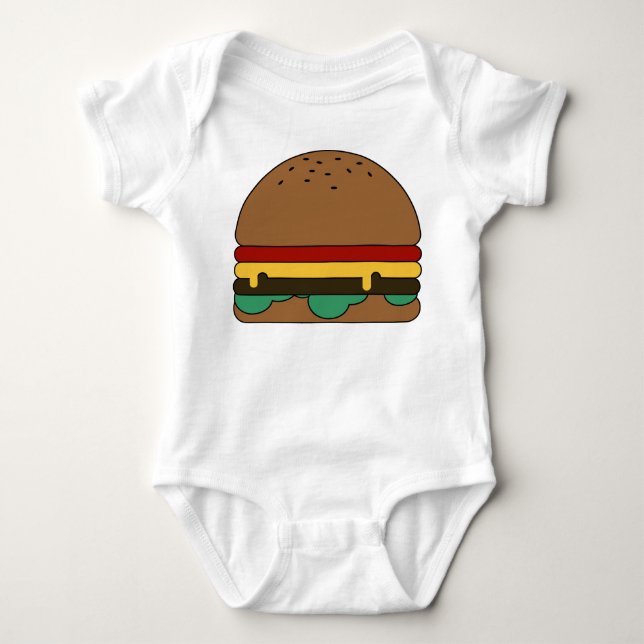 Body Para Bebê restaurante de farinha de hambúrguer comida (Frente)