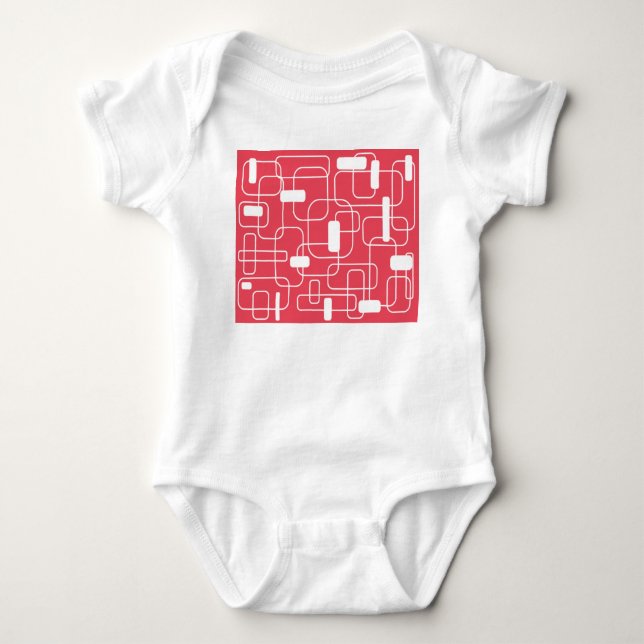 Body Para Bebê Retângulos abertos e fechados - Vermelho (Frente)