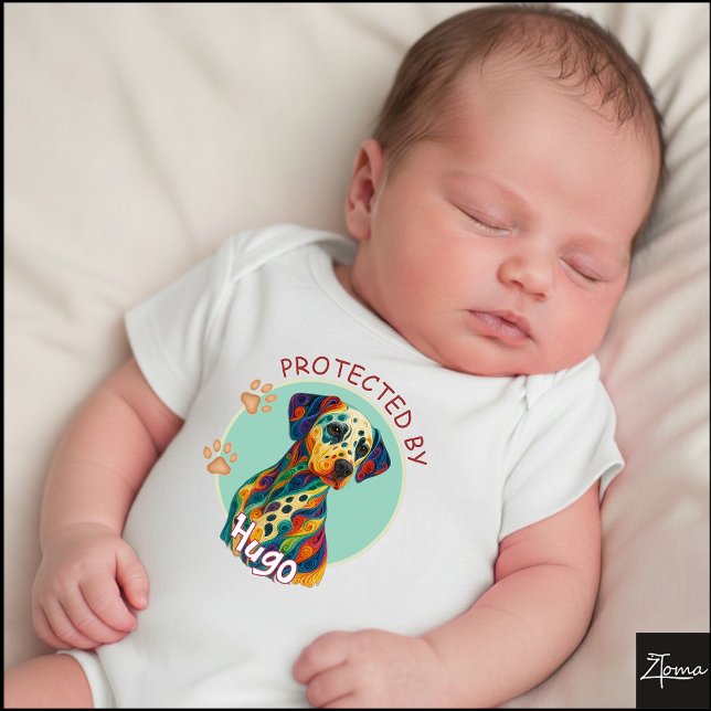 Body Para Bebê Retrato de Cão Dalmata Quilled com Redemoinho Vibr (Criador carregado)
