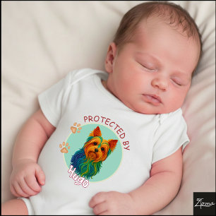 Body Para Bebê Retrato de Yorkshire Terrie com Redemoinho Vibrant