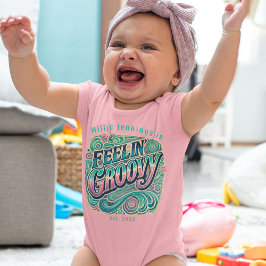 Body Para Bebê Retro 70s em Groovy Psicedélico