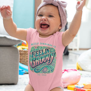 Body Para Bebê Retro 70s Vintage Psicodélico T-Sh
